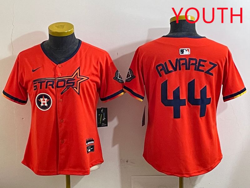 Youth Houston Astros #44 Alvarez Orange Three generations Joint Name 2025 Nike MLB Jersey style 4127->youth mlb jersey->Youth Jersey